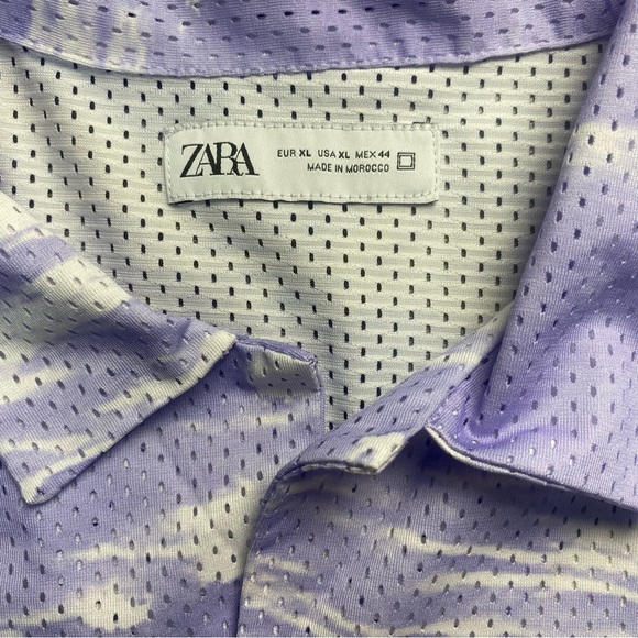 Zara Purple and White Casual Button Down Shirt size XL - Picture 4 of 10